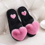Tynde slippers med pelshjerte - Lyserød / 36-37